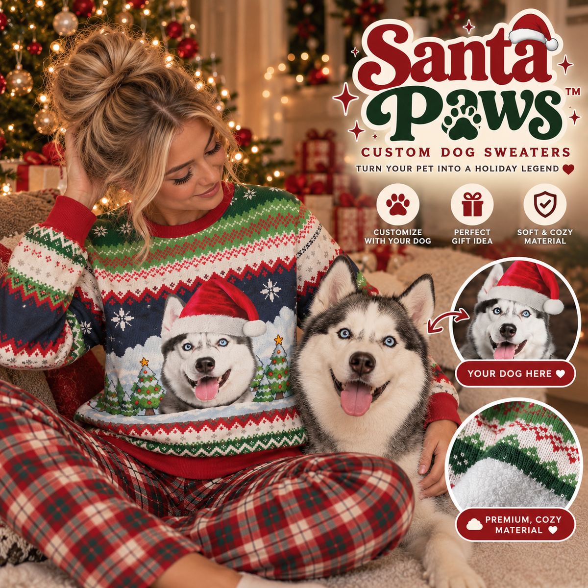 🎄 Santa Paws™ Custom Christmas Sweater